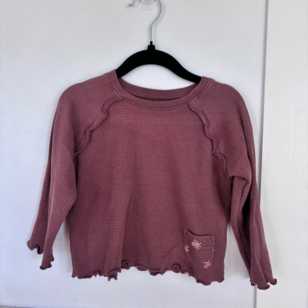 Easy Peasy Girls Dusty Rose Cotton Thermal Long Sleeve Top